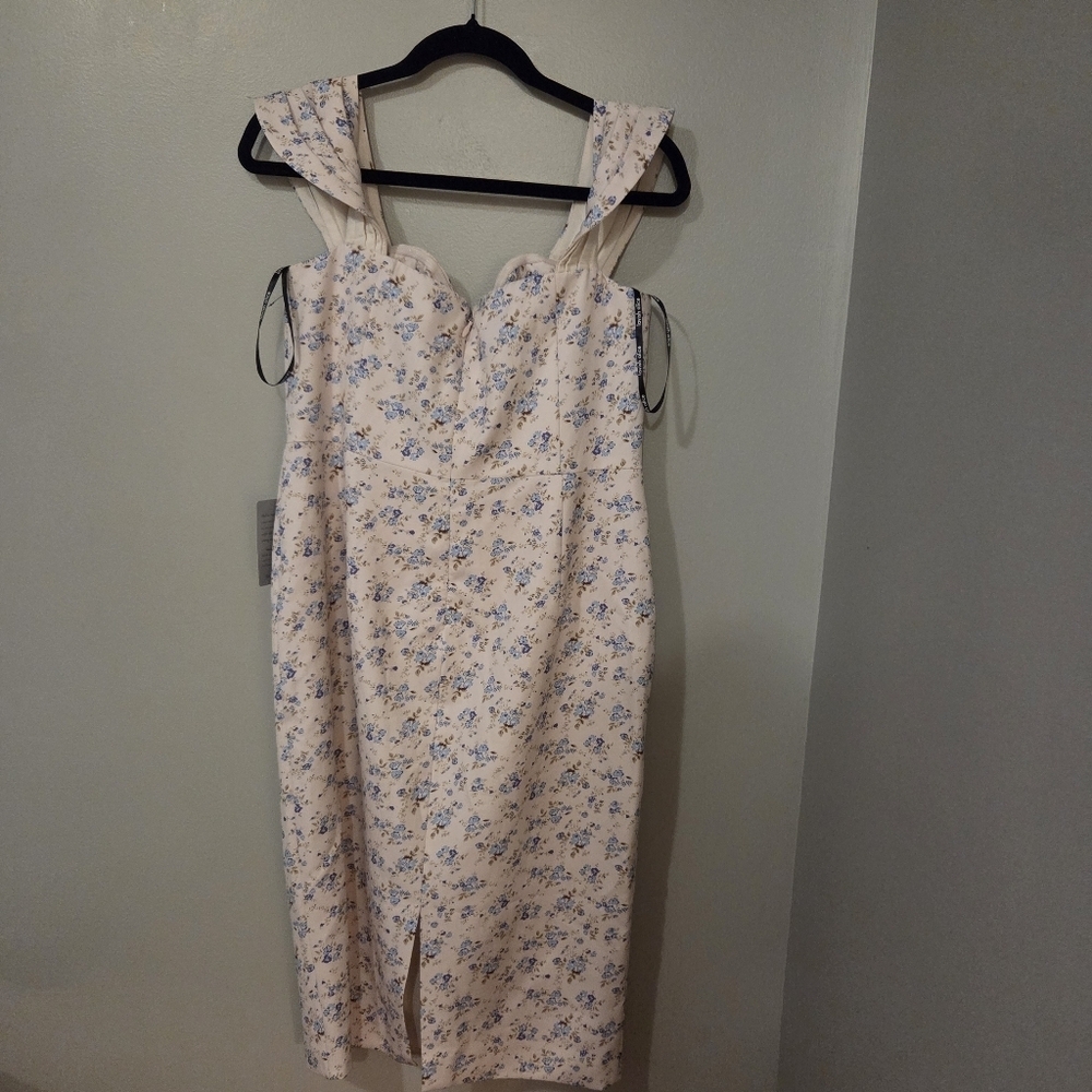 Lavish Alice Womens Retro Pin-up Girl Off The Shoulder White Floral Dress. Sz 12 - Picture 5 of 13